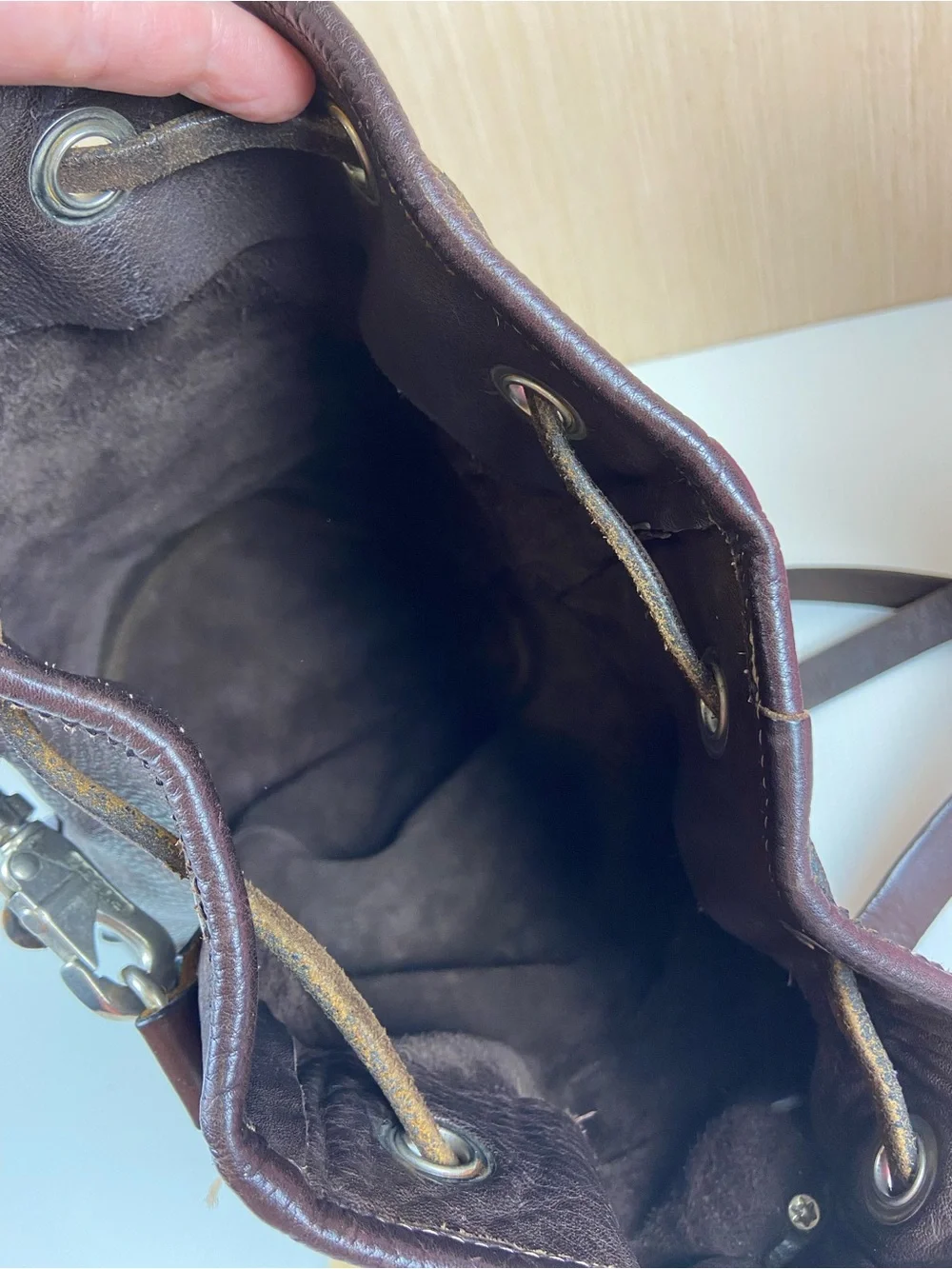 Vintage Rugby North America Brown Leather Bucket Backpack 🤎